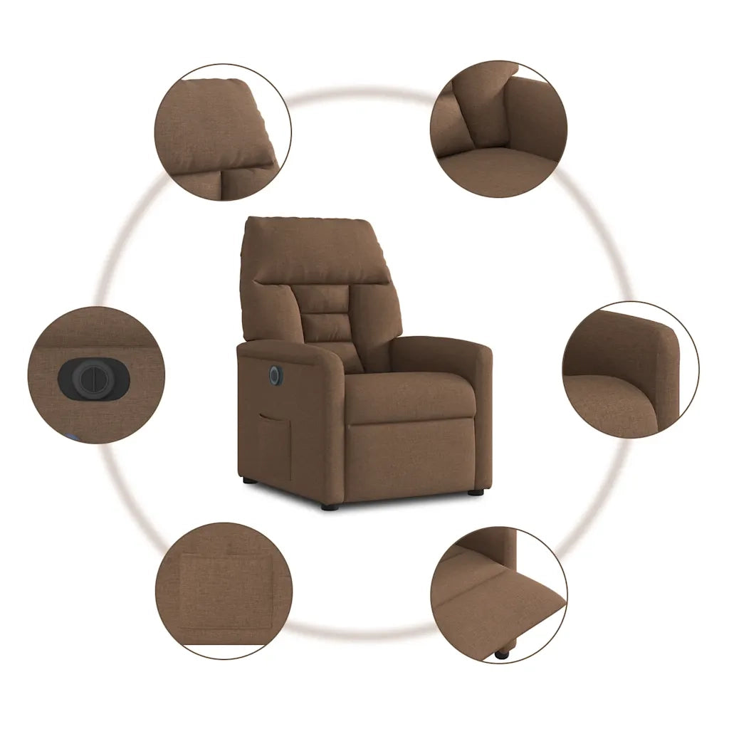 Poltrona Elettrica Reclinabile Marrone in Tessuto 3303016