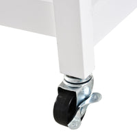 Carrello da Cucina 3 Ripiani Cassetto e 1 Anta in Legno 66x39,5x86,5 cm  Bianco