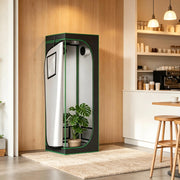 Serra a tunnel con finestre di osservazione e ventilazione regolabili in acciaio e tessuto oxford nero 60 × 60 × 180 cm