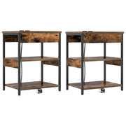 Set di 2 Comodini | Armadio da Notte | Mobiletto da notte Rovere fum¨¦ 41 x 31 x 51 cm