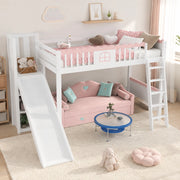 Letto a soppalco per bambini 90x200 cm con scivolo e LED