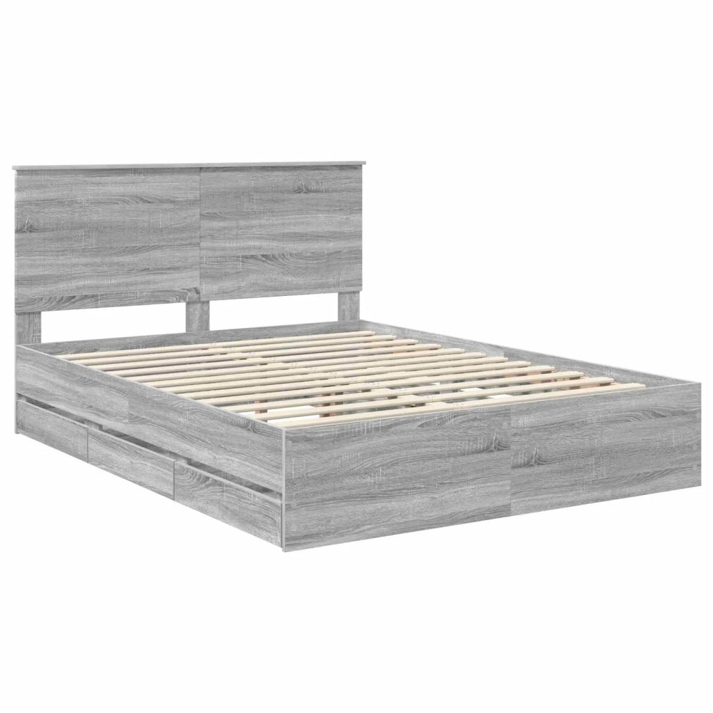 Struttura del letto con cassetto Grigio Sonoma 150 x 200 cm 3411108