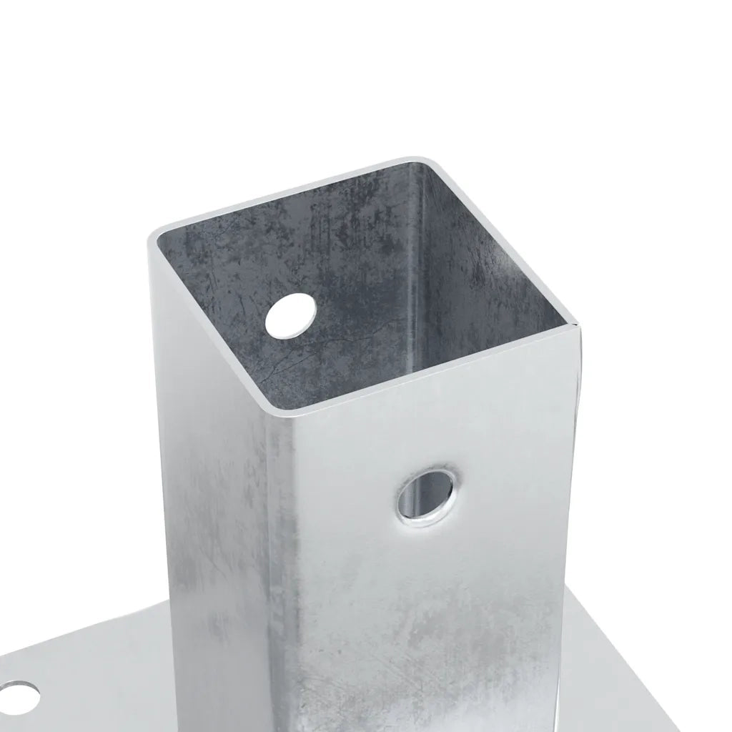 Basi per Pali Quadrate 12 pz Argento 71x71 mm Acciaio Zincato 42000007