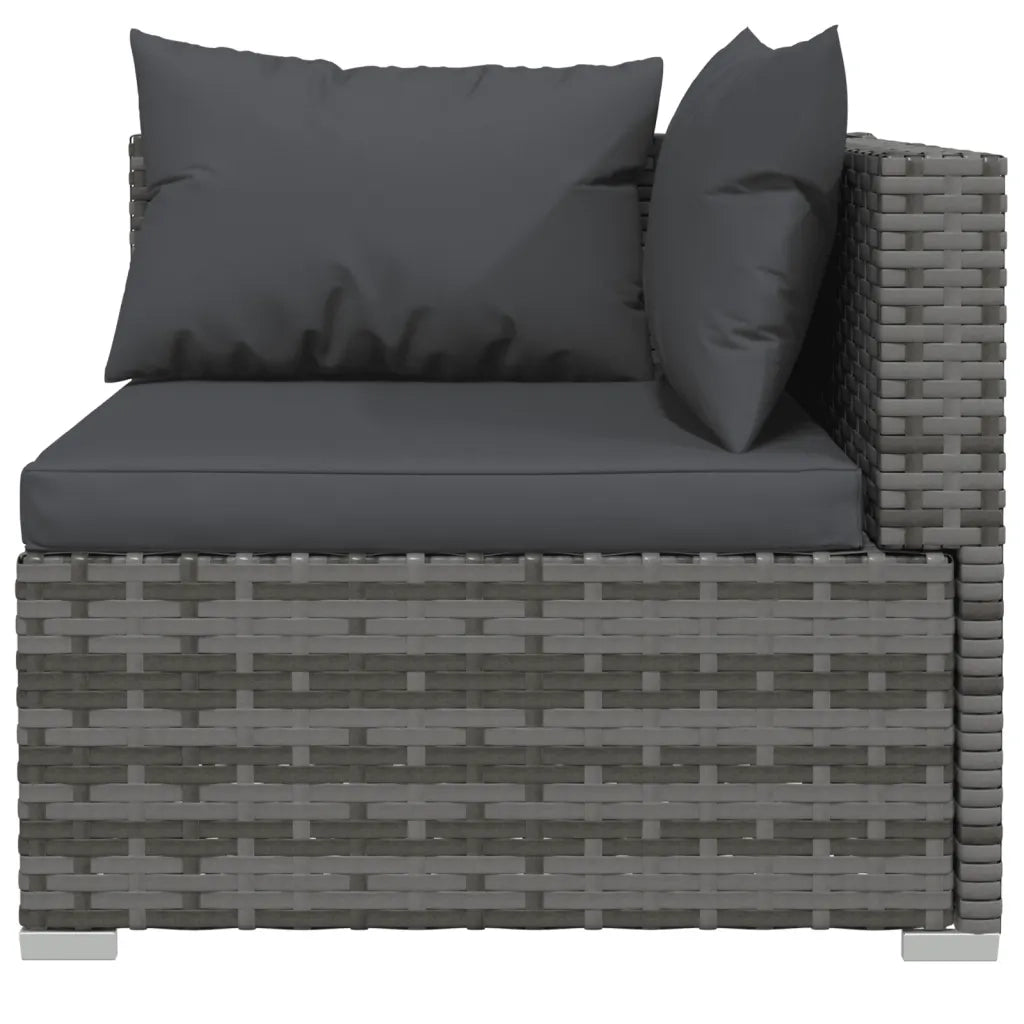 Set Divani da Giardino 9 pz con Cuscini in Polyrattan Grigio 3102261