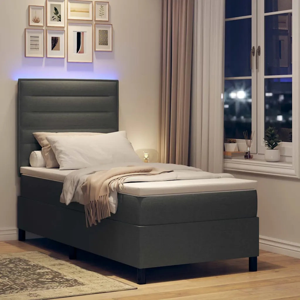 Letto a molle con materasso Grigio scuro 100 x 200 cm Tessuto