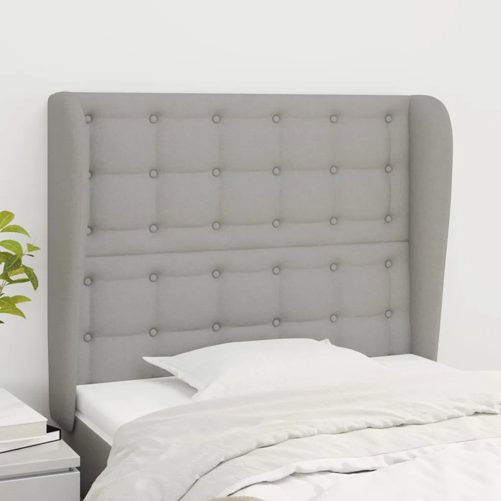 Testiera | Testata ad Orecchio Grigio Chiaro 93x23x118/128 cm in Tessuto