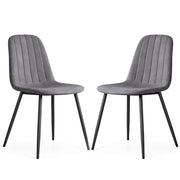 Set di 2 Sedie in velluto trapuntate LUMO Grafite Scuro gambe nere