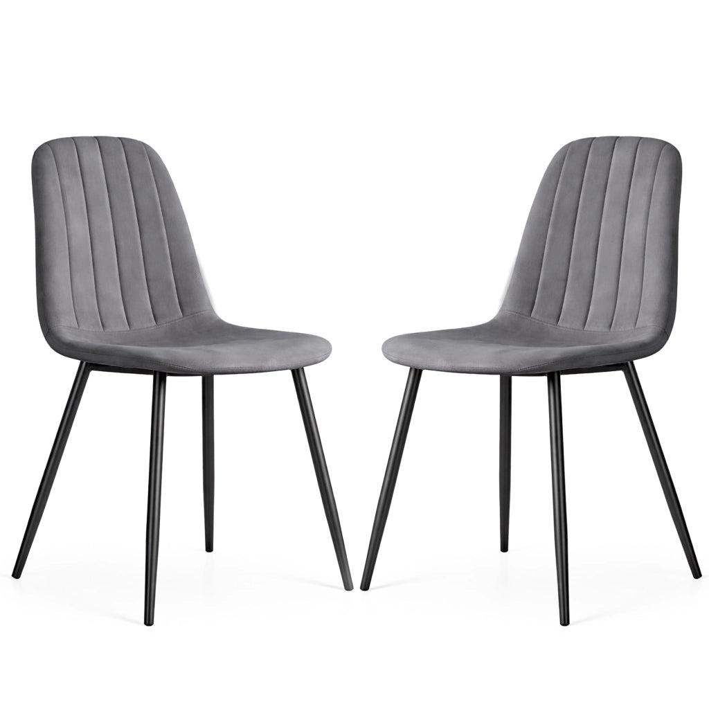 Set di 2 Sedie in velluto trapuntate LUMO Grafite Scuro gambe nere