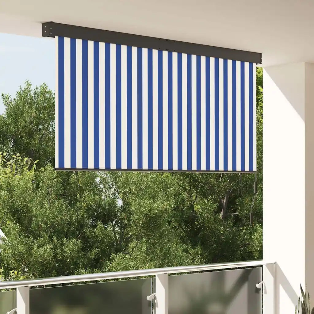 vidaXL Tenda a Rullo Esterna Striped Blu e bianco 220 x 250 cm Tessuto