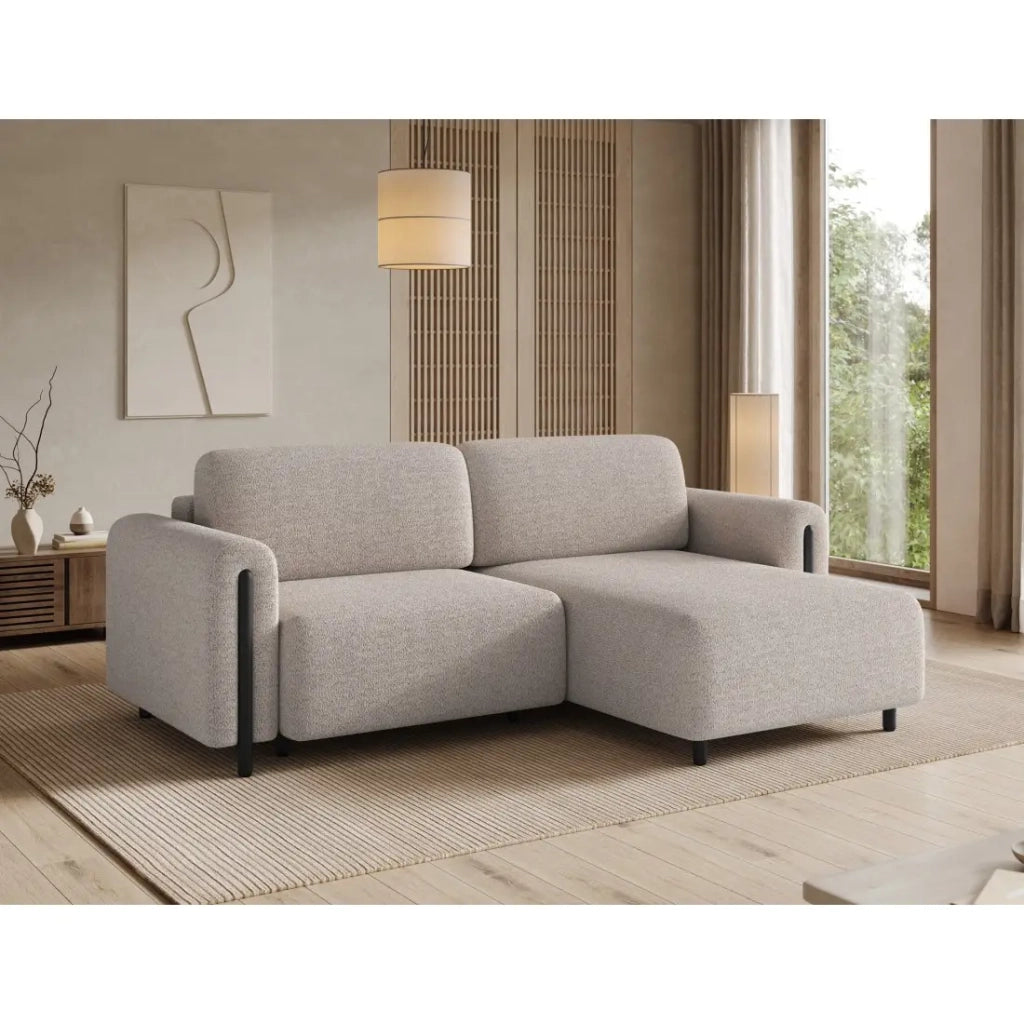 Divano angolare convertibile ARVESSA beige chenille – Angolo destro
