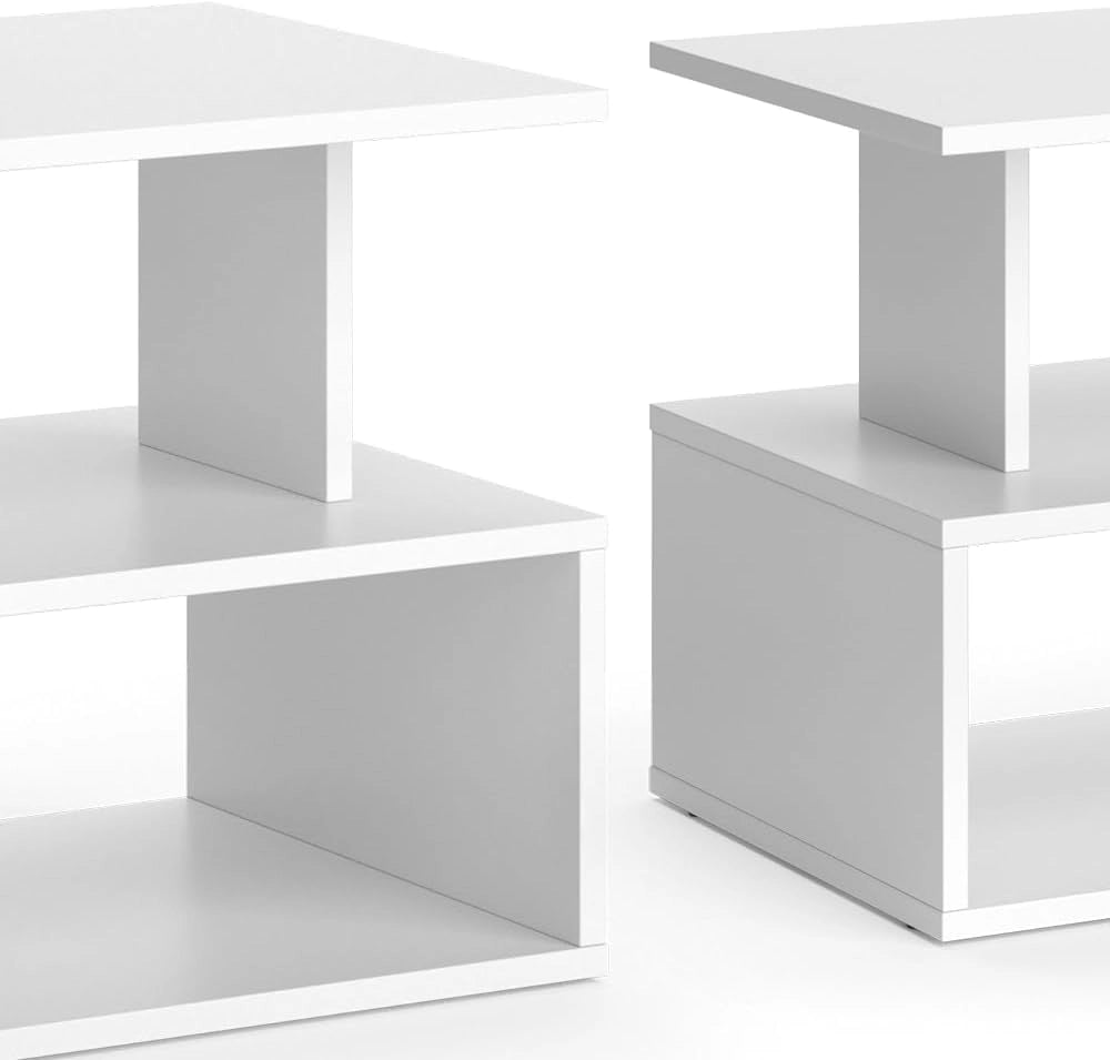 Tavolino da salotto Shelby, Bianco, 59 x 39 cm, per la conservazione di riviste e telecomandi
