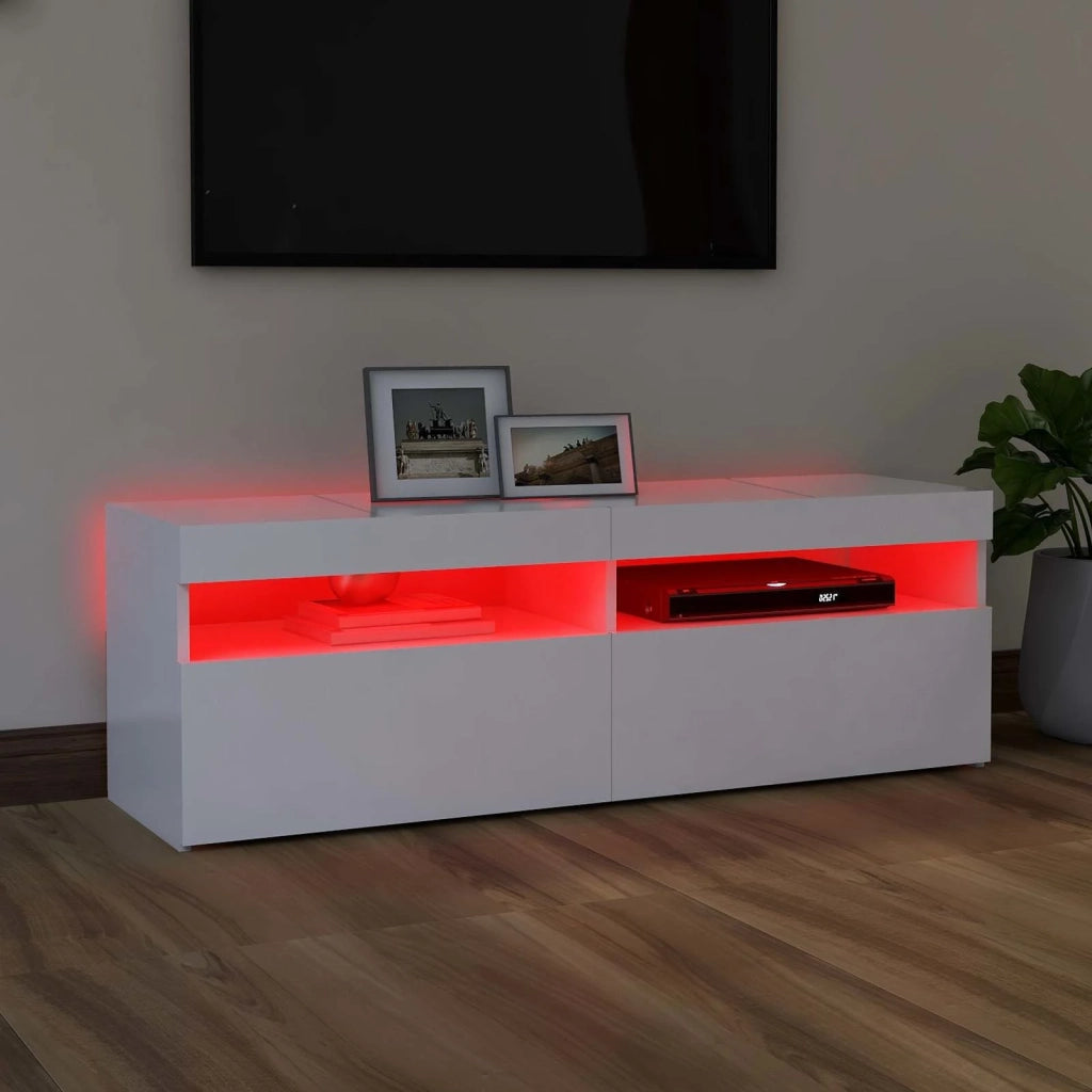 Mobile Porta TV con Luci LED Bianco 120x35x40 cm 804373