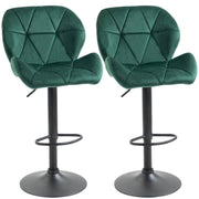 SET 2 SGABELLI GIREVOLI CON ALTEZZA REGOLABILE RIVESTIMENTO VELLUTO VERDE