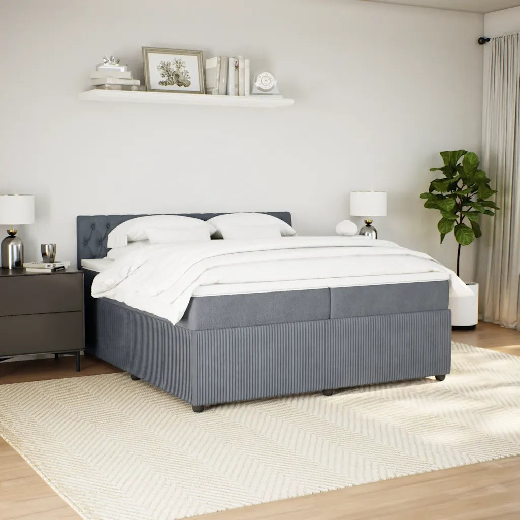 Giroletto a Molle con Materasso Grigio Scuro 200x200 cm Velluto 3287837