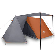Tenda da Campeggio | Tenda Familiare 3 Persone Grigio e Arancione Impermeabile