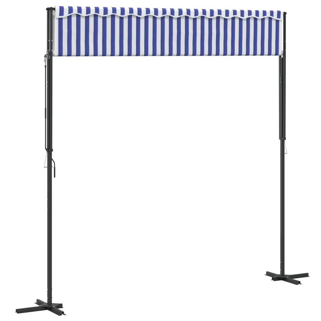 Tenda da Sole-Tenda parasole per balcone Blu e Bianca 300x300 cm in Tessuto e Acciaio