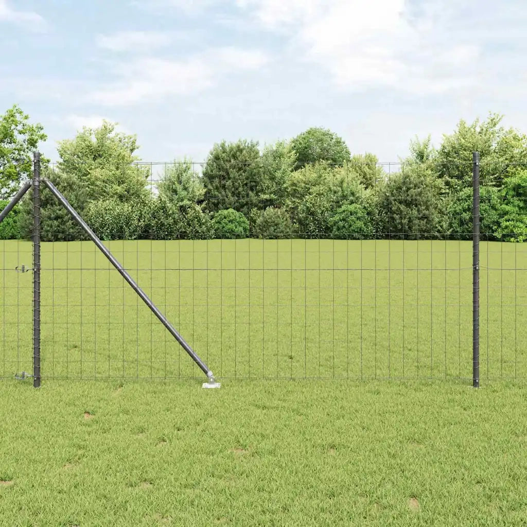 Recinzione con Posto Grigio 1 x 25 m Acciaio e PVC