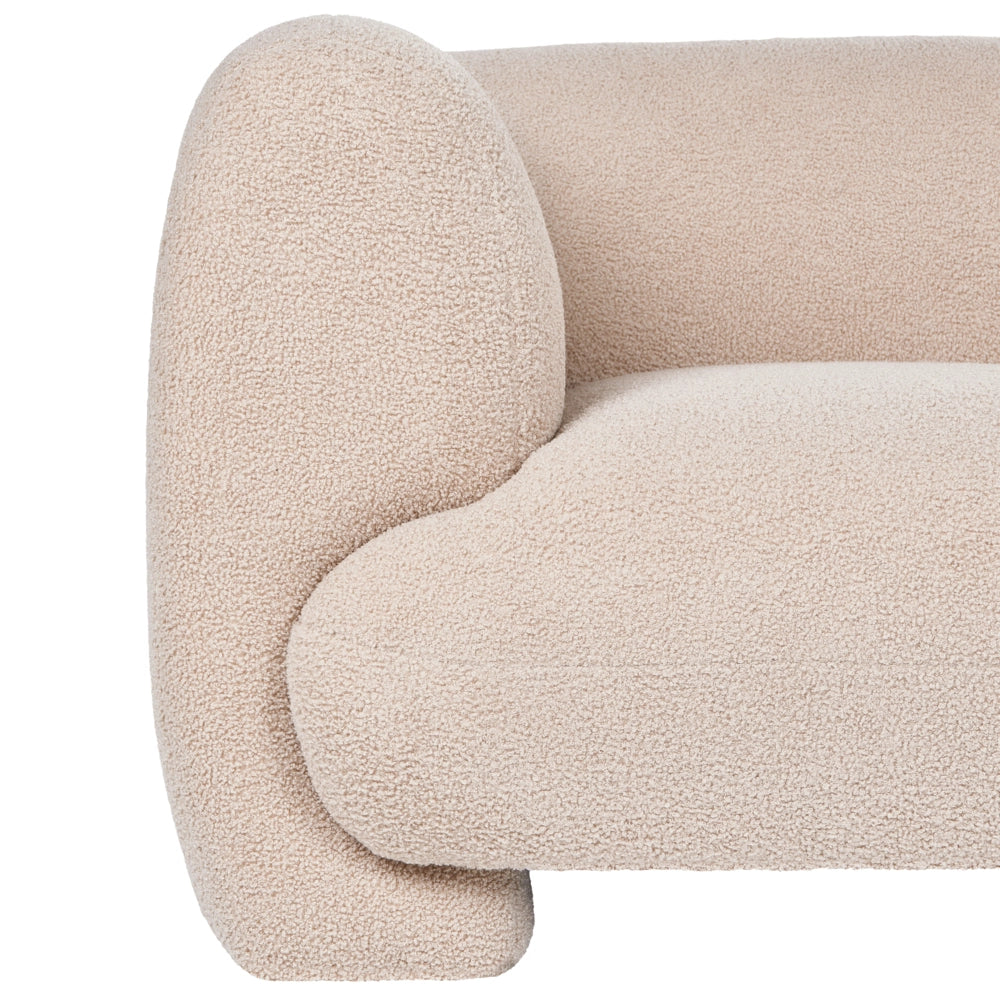 Divano modulare bouclé a tre posti profilo ribassato forma organica beige