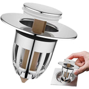 Trade Shop - Tappo Di Scarico Per Lavandino Bagno Filtro In Acciaio A Pressione Copri Scarico -