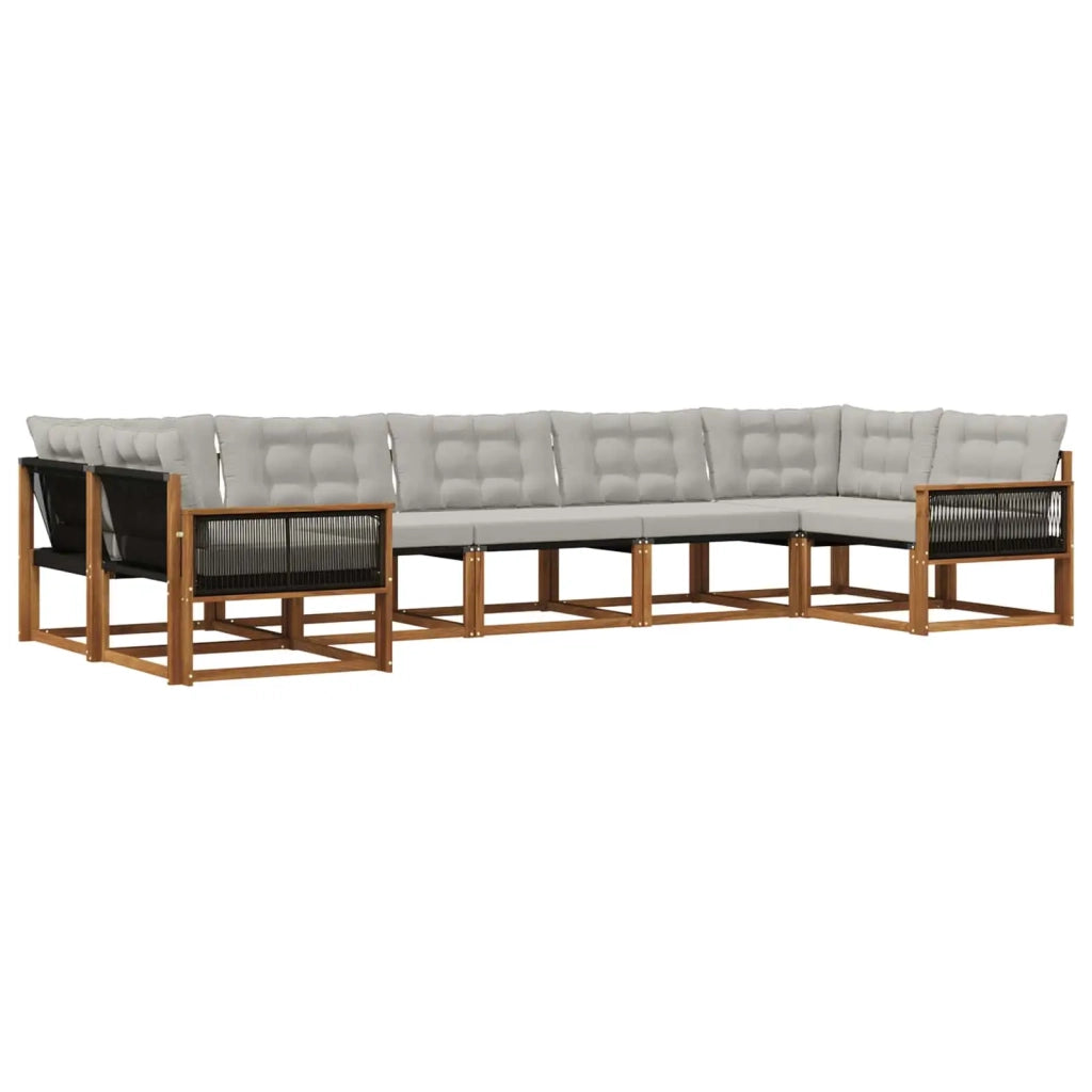 Set di divani da esterno 7 pz Naturale e Grigio Chiaro 3381663