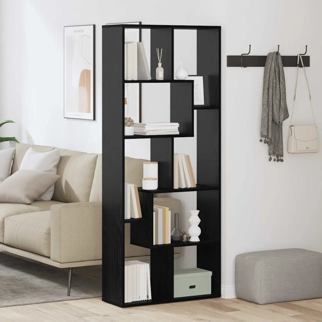 Armadio per Libri 8 livelli 67 x 25 x 162 cm Rovere Nero 869252