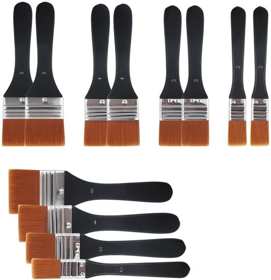 Set di pennelli a nylon 12 pezzi - Pennelli sottili - Pennelli decorativi - Manico leggero in legno - Facile da pulire