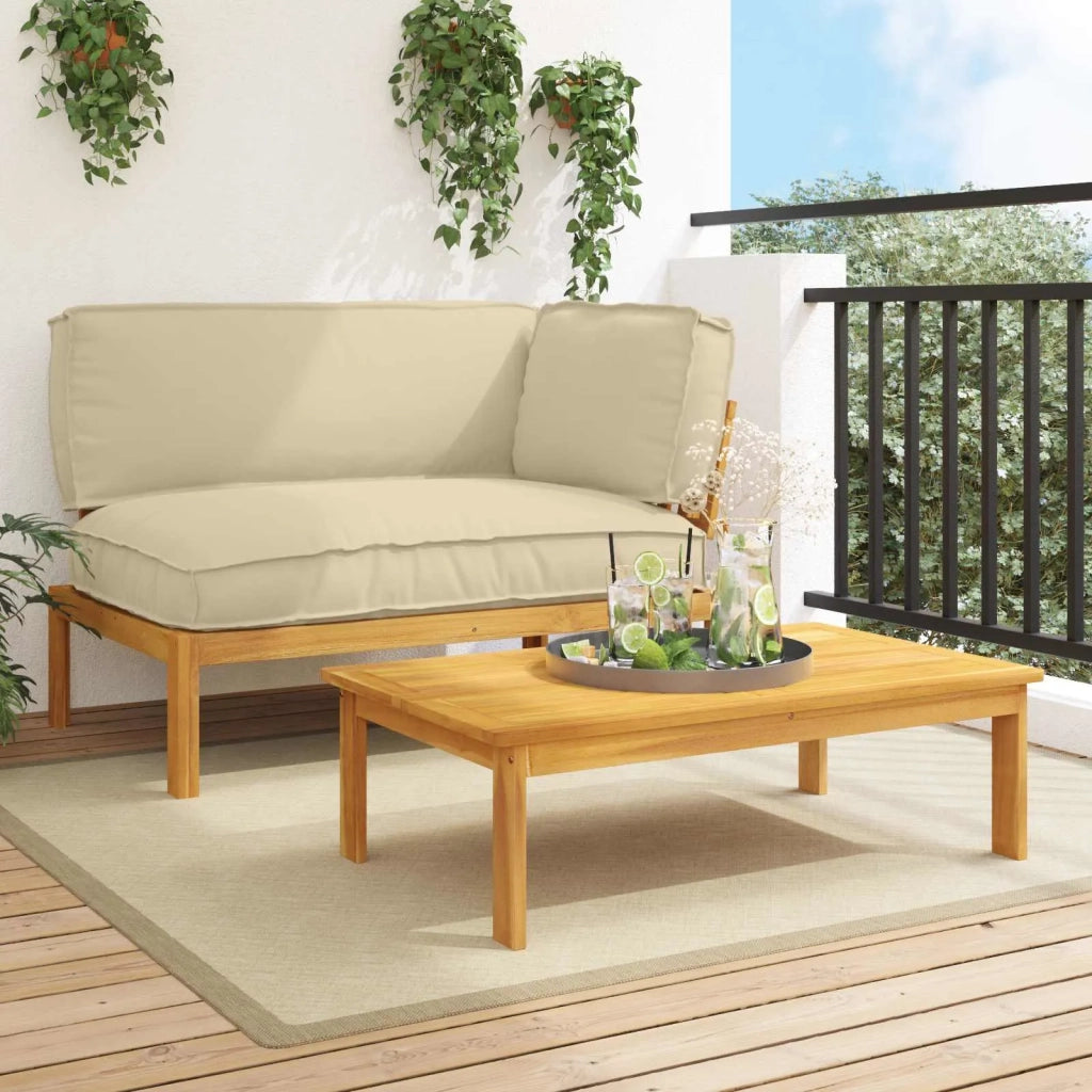 Set di divani con cuscino 2 pcs Beige Legno di Acacia Massello 3418179
