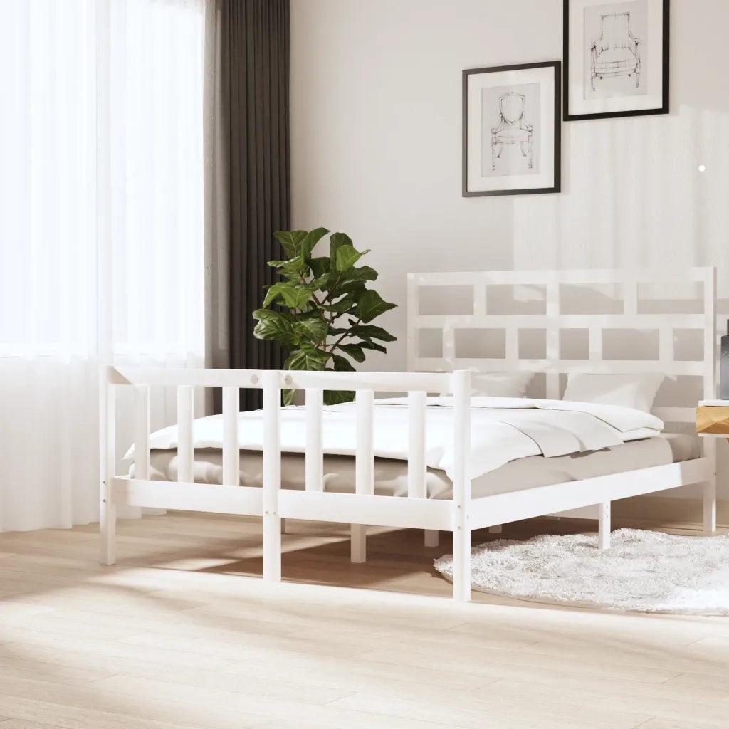 Giroletto-Struttura Letto Bianco in Legno Massello di Pino 160x200 cm 560206