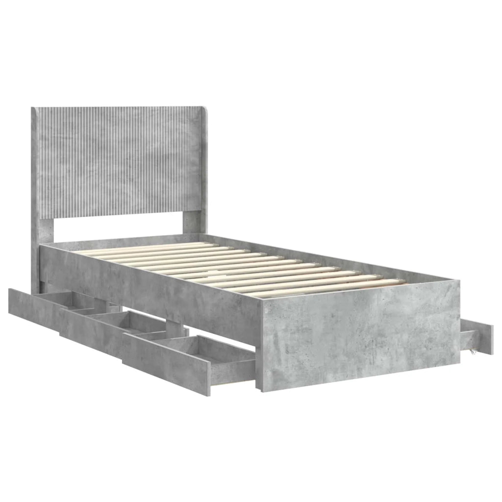 Struttura del letto con stoccaggio e testata Grigio Cemento 3413986