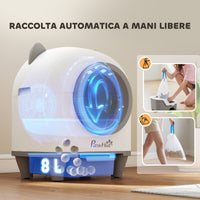 Lettiera Autopulente per Gatti 1-5 kg 55,5x51x58,5 cm Wifi e Funzioni Avanzate con App in PP Bianco e Grigio
