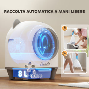 Lettiera Autopulente per Gatti 1-5 kg 55,5x51x58,5 cm Wifi e Funzioni Avanzate con App in PP Bianco e Grigio