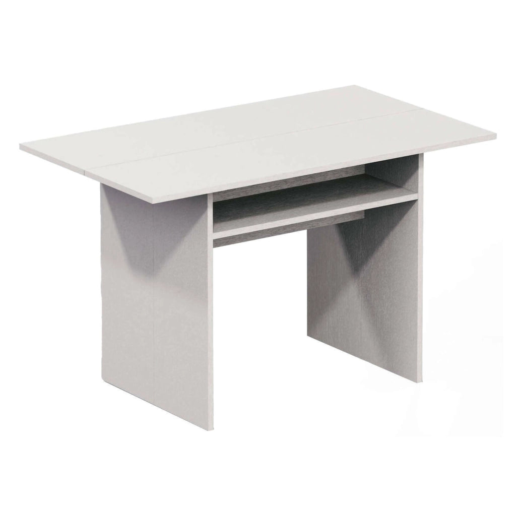 Tavolo allungabile Agrippino, Tavolo da pranzo con apertura a libro, Consolle multiuso allungabile, Made in Italy, Cm 120x70h75, Bianco