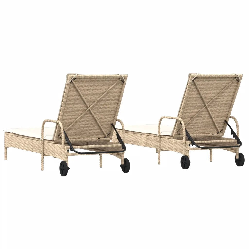 vidaXL Lettini Prendisole 2 pz con Cuscini Beige in Polyrattan