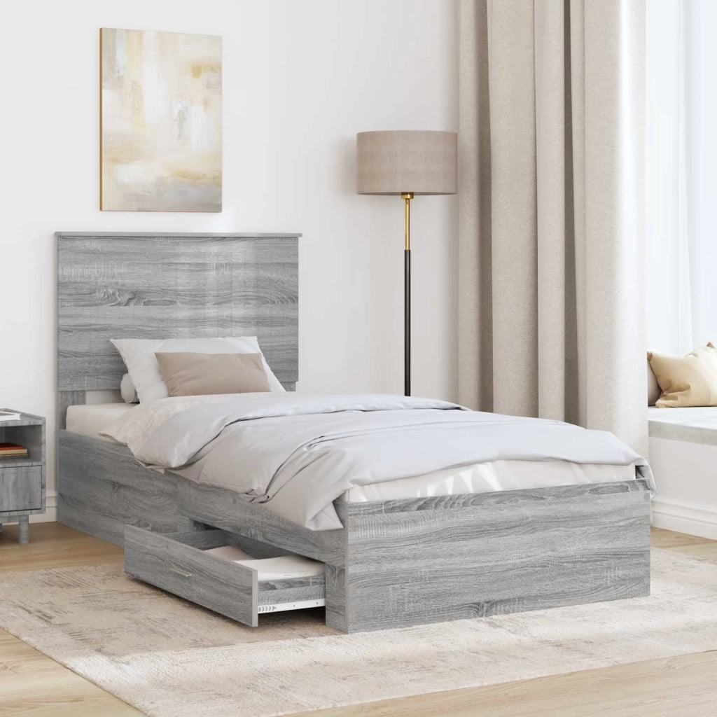 Struttura del letto Grigio Sonoma 90 x 190 cm Legno multistrato