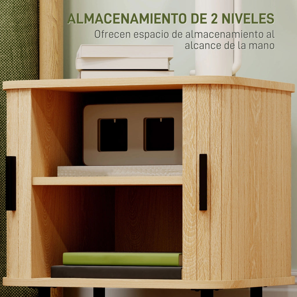 Comodino con Cassetto e Ripiani ¨C Zephmum ¨C 48x40x48 cm Robe Effetto Legno