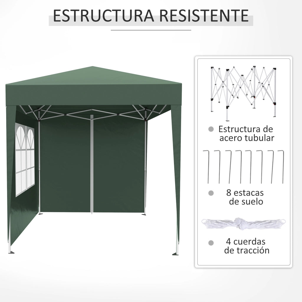Gazebo da giardino con 4 pareti ¨C Zephmum ¨C Verde, Oxford, 200x200 cm