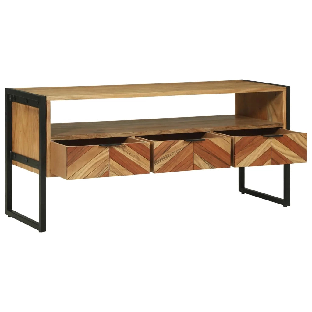 Mobile TV Marrone 100 x 35 x 50 cm Legno di Acacia Massello 374112