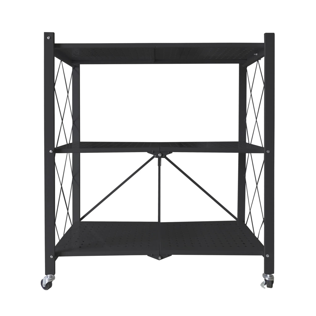Scaffalatura multiuso pieghevole con ruote Nera Nyana Home