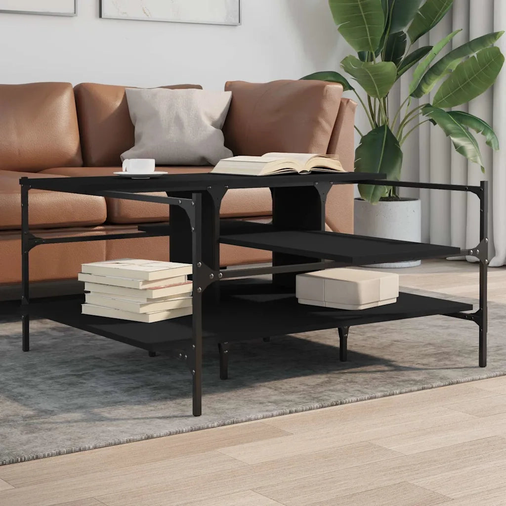 Tavolino da Salotto-Tavolino da soggiorno-Tavolo Nero 100x100x48,5 cm in Legno?Multistrato