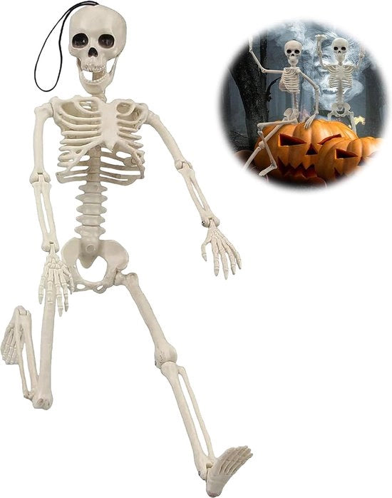 Skelet di Halloween completo con scheletro da 40 cm appeso decorazione di Halloween decorazione di cimitero di Halloween accessori per casa spettrale con ossa che si muovono