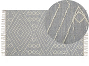 Tappeto in cotone bianco sporco grigio chiaro 80 x 150 cm motivo geometrico nappe tribale orientale moderno