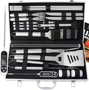 Set di barbecue con mattonelle per griglia - accessori in acciaio inossidabile - contenitore in alluminio - regalo ideale per uomini - padre e figlio - attrezzatura per barbecue esterno - giardino dietro casa - campeggio all'aperto