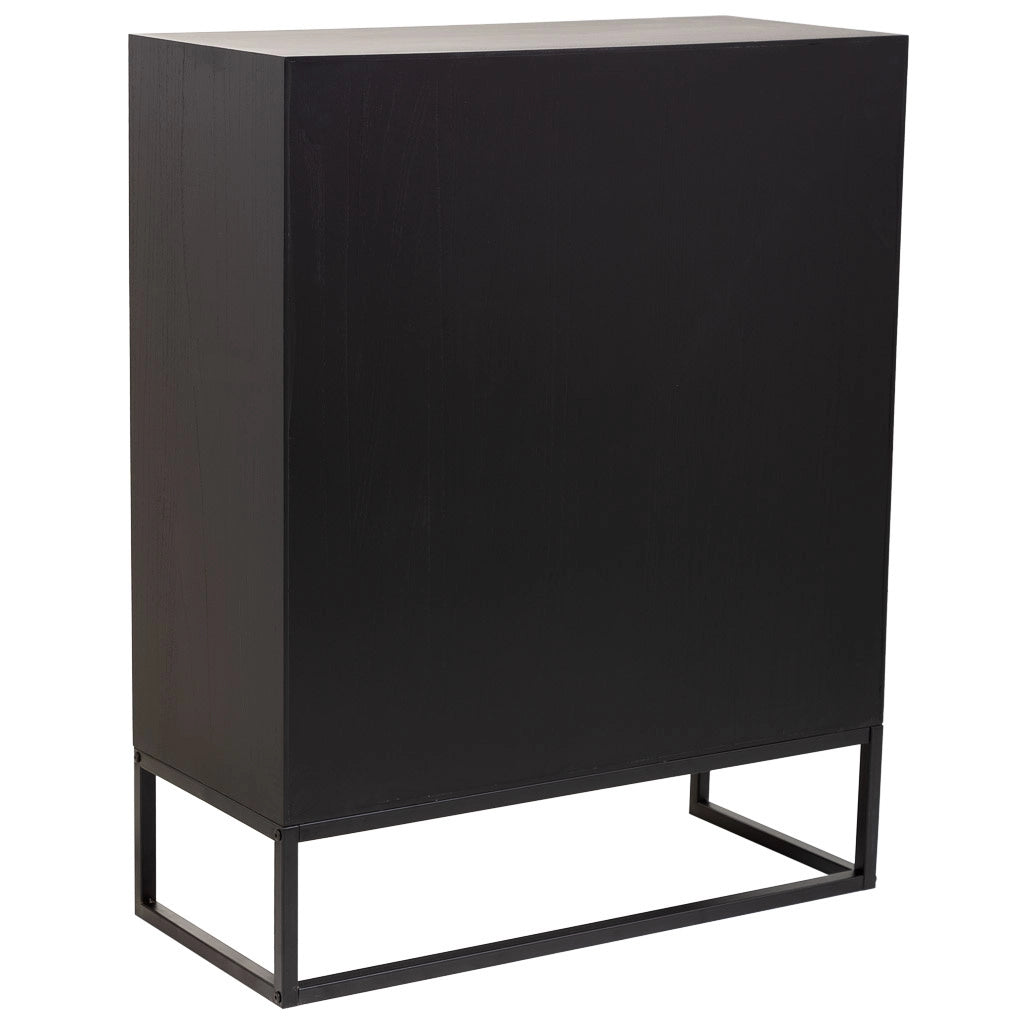 Credenza in legno e metallo a 2 ante marrone 80x37x101