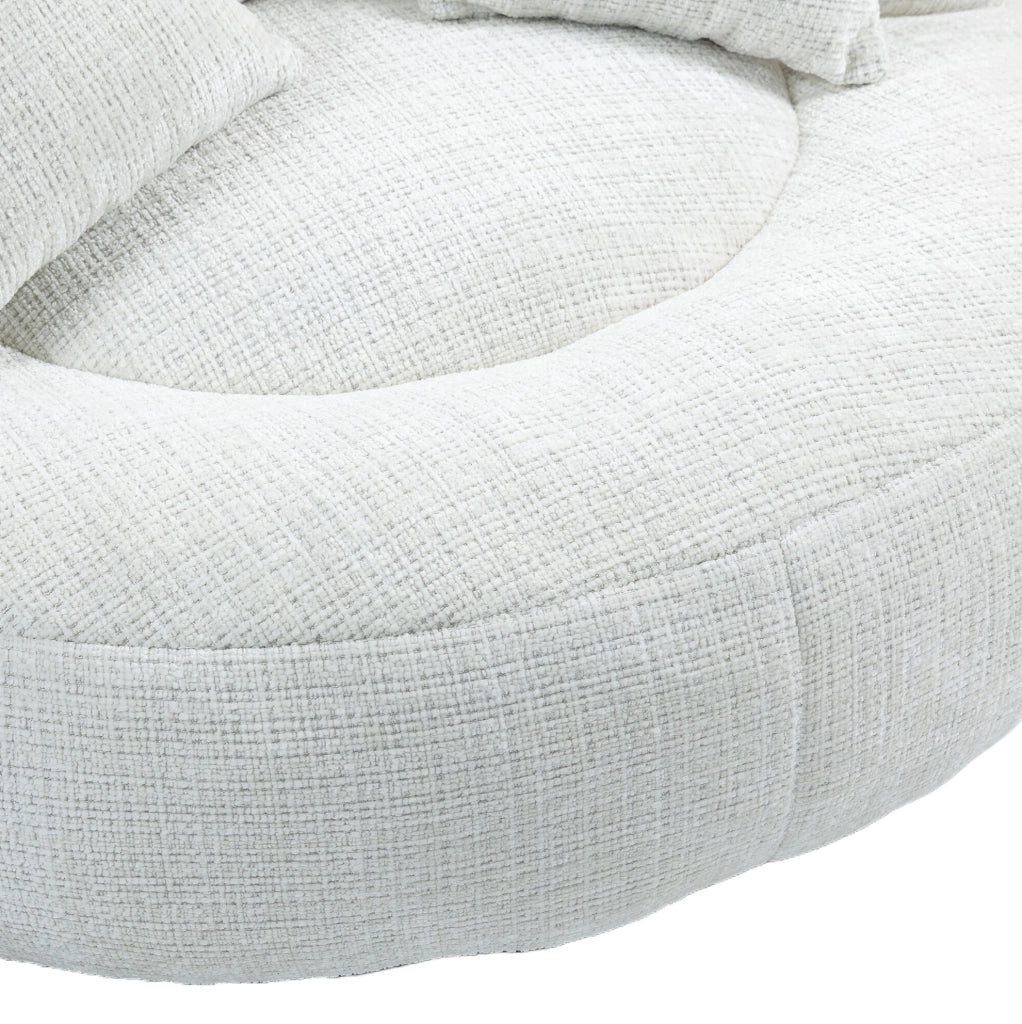 Poltrona sacco in ciniglia beige 108x108x52 cm