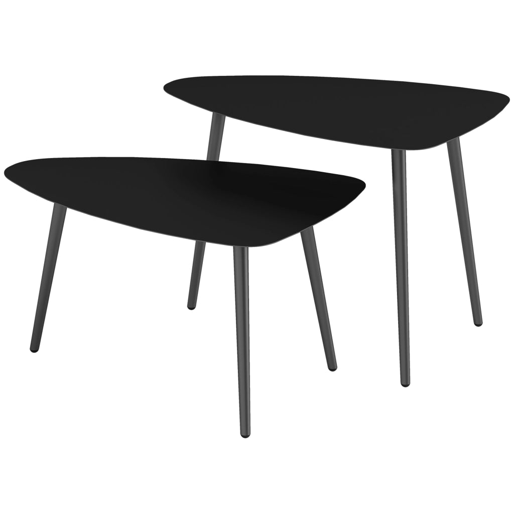 Tavolino da caff¨¨ ¨C zephmum ¨C 2 Pezzi Set Nero Metallo Design Moderno