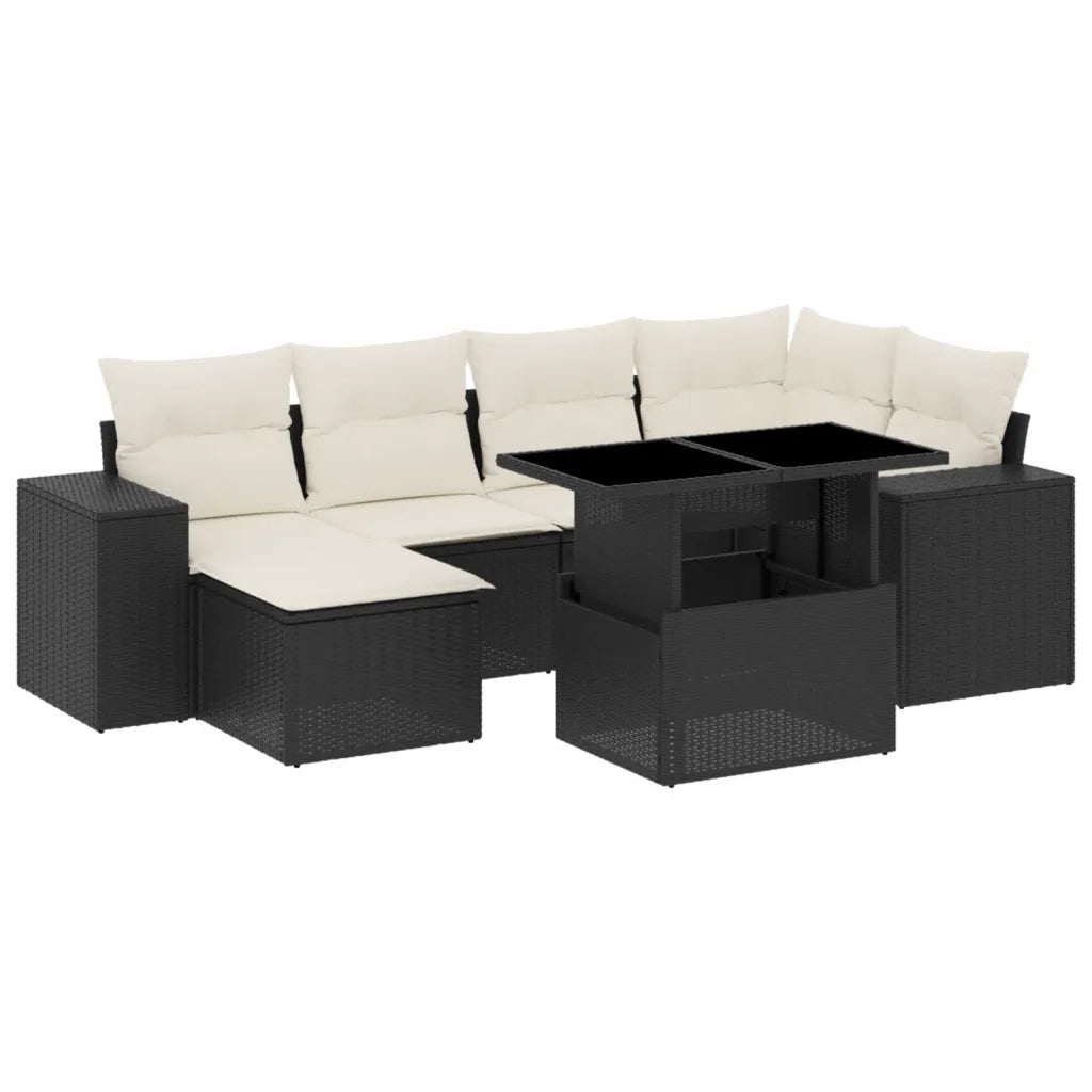 Set Divani da Giardino con Cuscini 7pz Nero Polyrattan 3269306