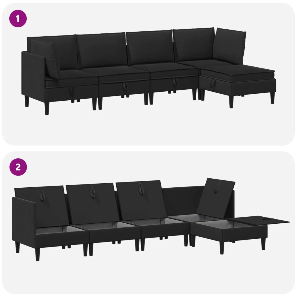 Set di mobili per il soggiorno 5 pcs Nero Tessuto