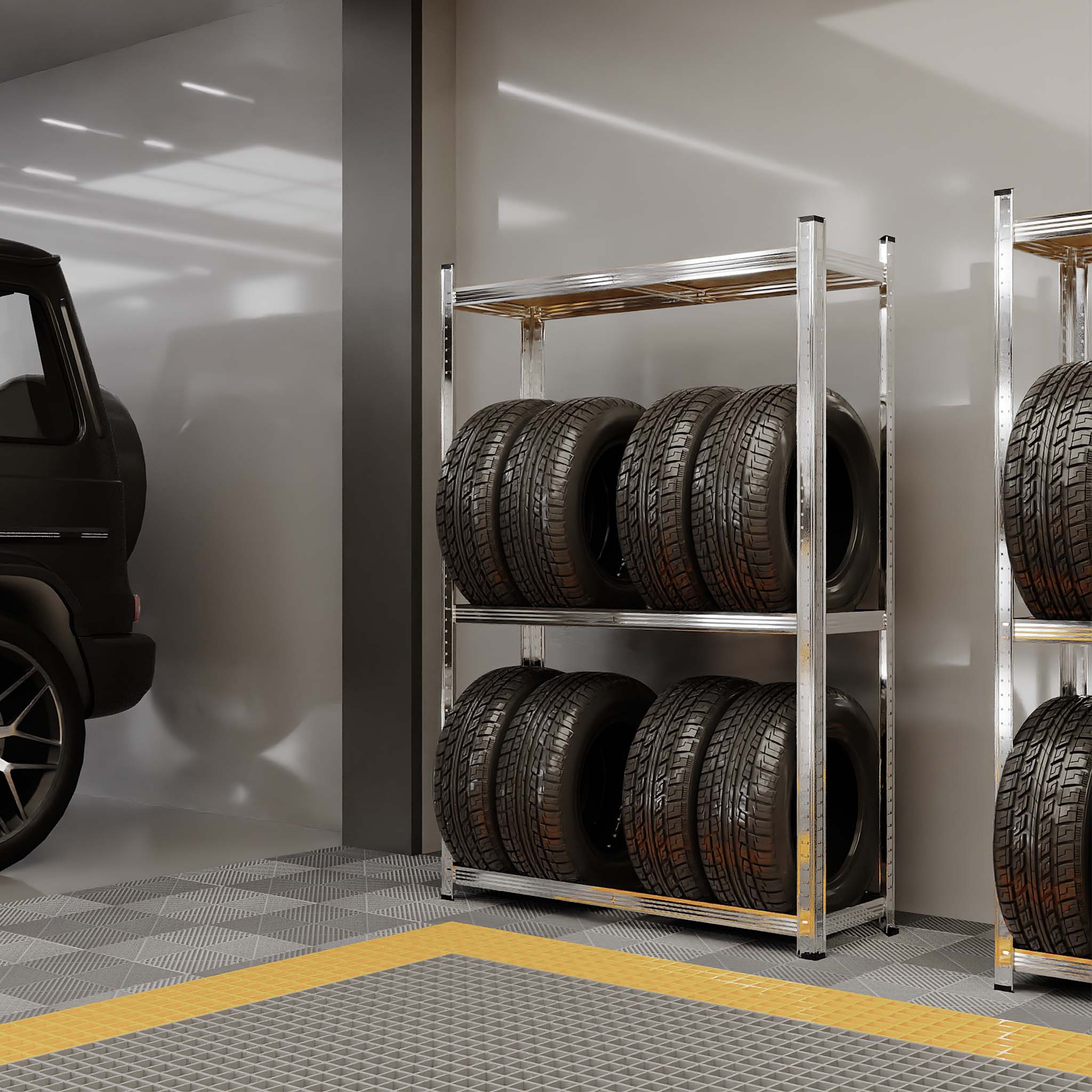 Scaffale portagomme fino a 795 kg 180x120x40cm per 8 pneumatici Per officina gommista