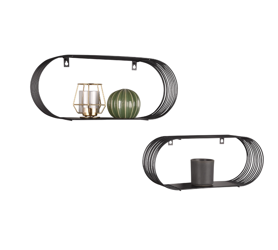 JOYCE SET DI 2 MENSOLE A MURO 43-38CM METALLO NERO
