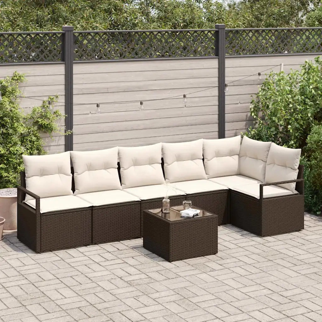Set di divani con cuscino 7 pcs Marrone polyrattan 3346408